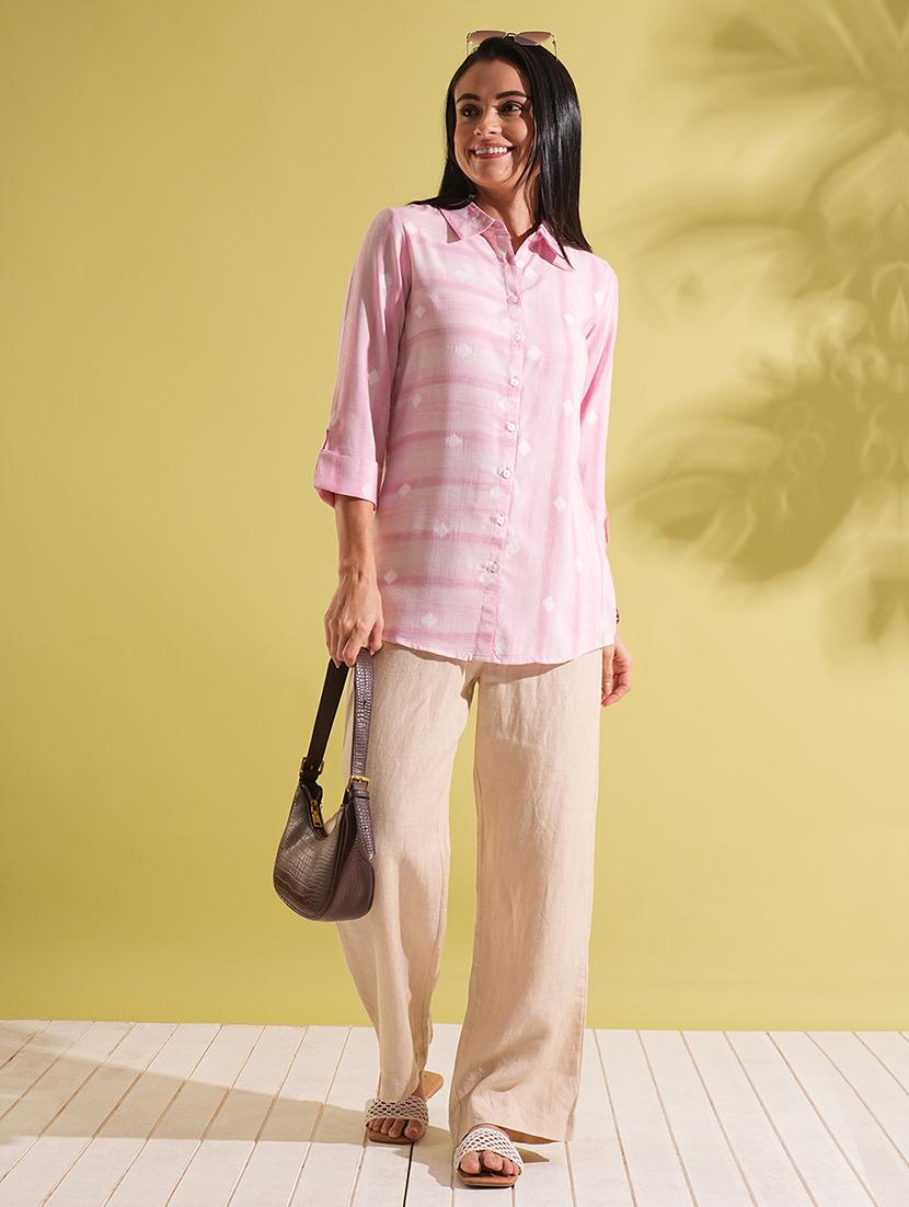 elegant pink cotton printed straight kurti for women - 21704494 - Standard Image - 3
