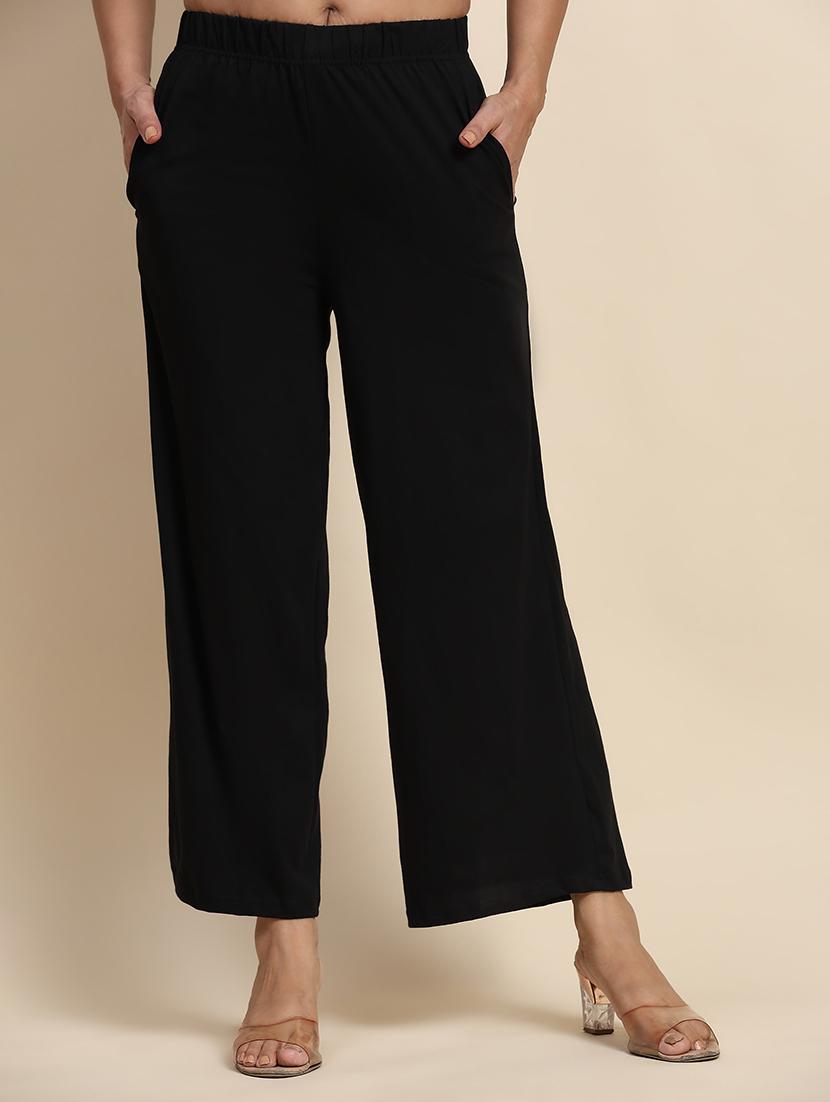 women mid rise solid straight palazzo - 21704652 -  Zoom Image - 0