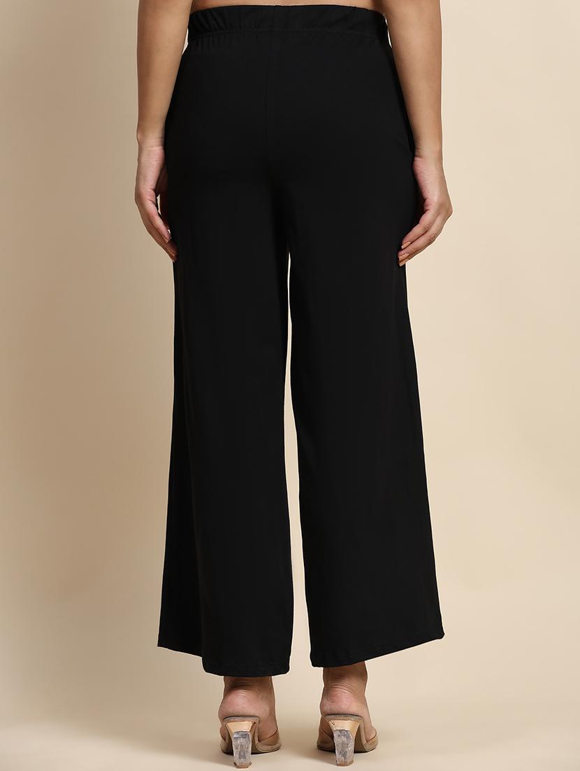 women mid rise solid straight palazzo - 21704652 - Standard Image - 3