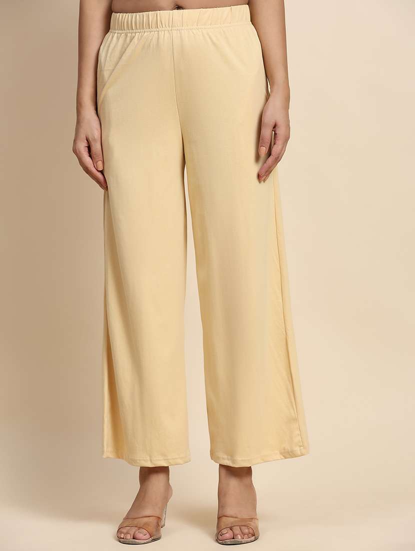 women mid rise solid straight palazzo