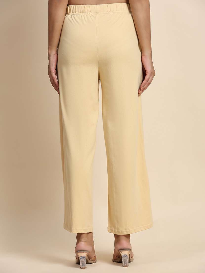 women mid rise solid straight palazzo - 21704655 -  Standard Image - 3