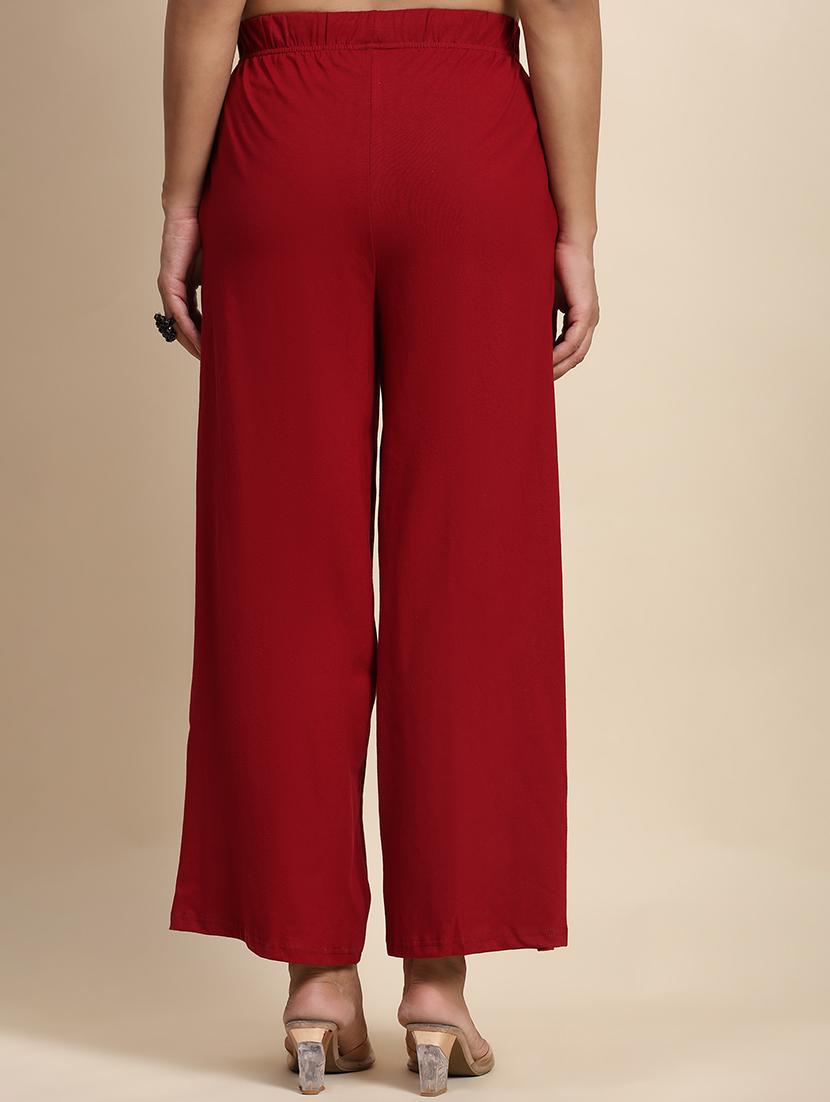 women mid rise solid straight palazzo - 21704656 - Standard Image - 3