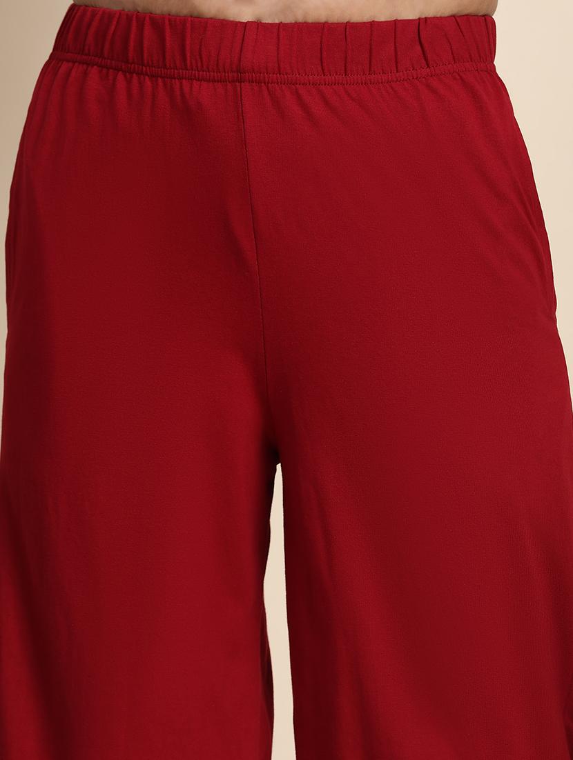 women mid rise solid straight palazzo - 21704656 - Standard Image - 5