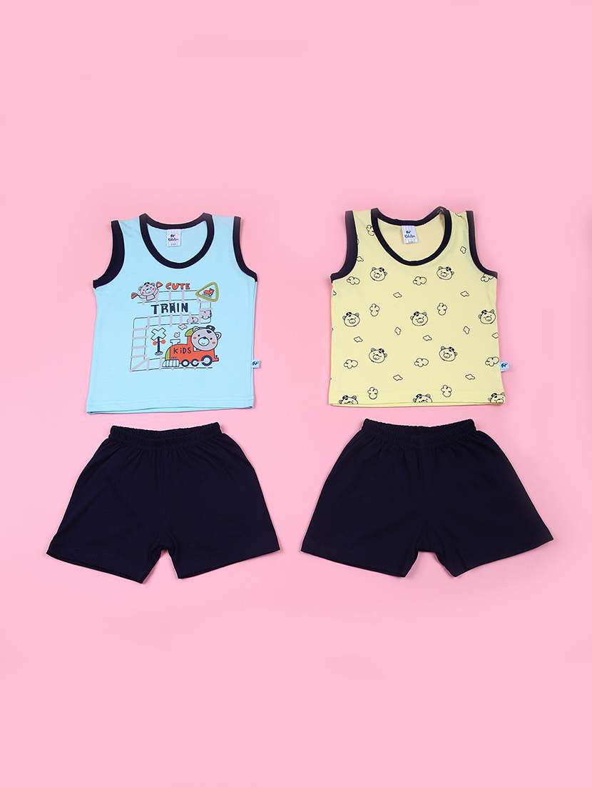 kids pack of 2 printed t-shirt & shorts set 