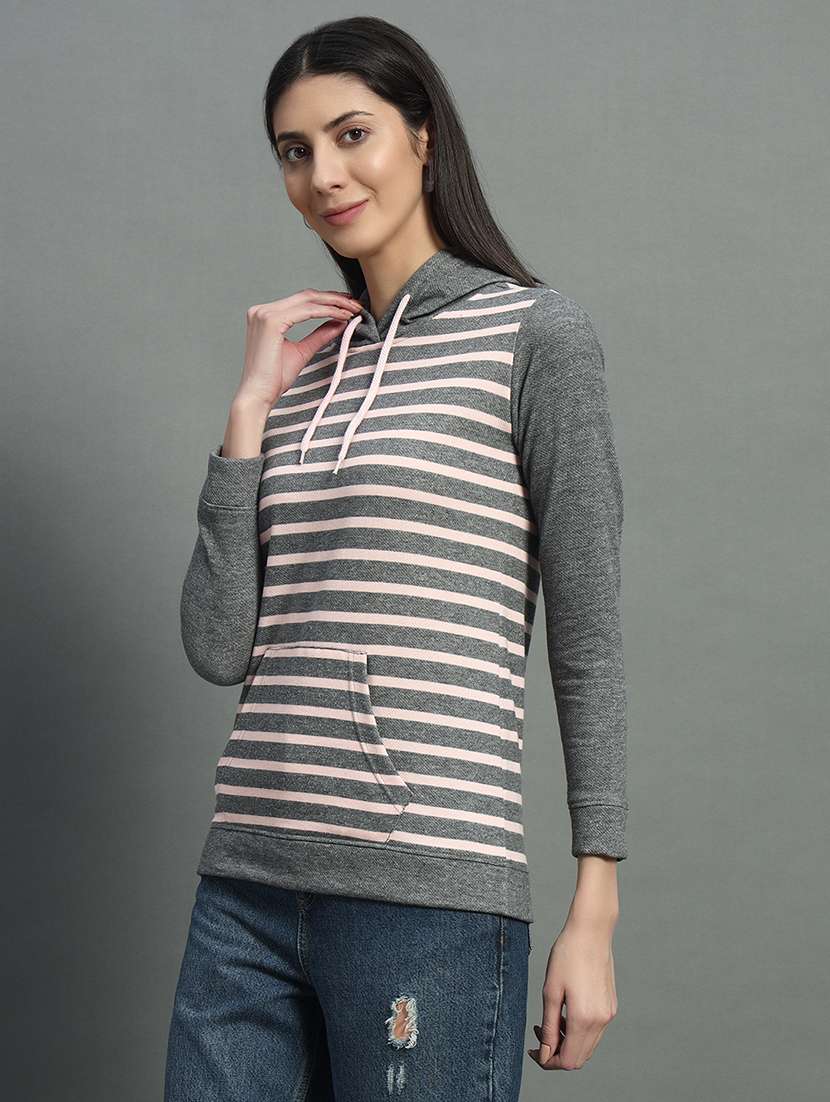 women long sleeves striped sweatshirt