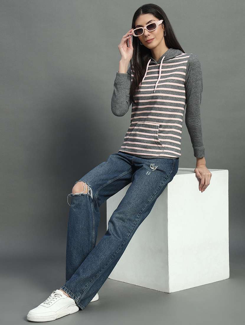 women long sleeves striped sweatshirt - 21705037 -  Standard Image - 3