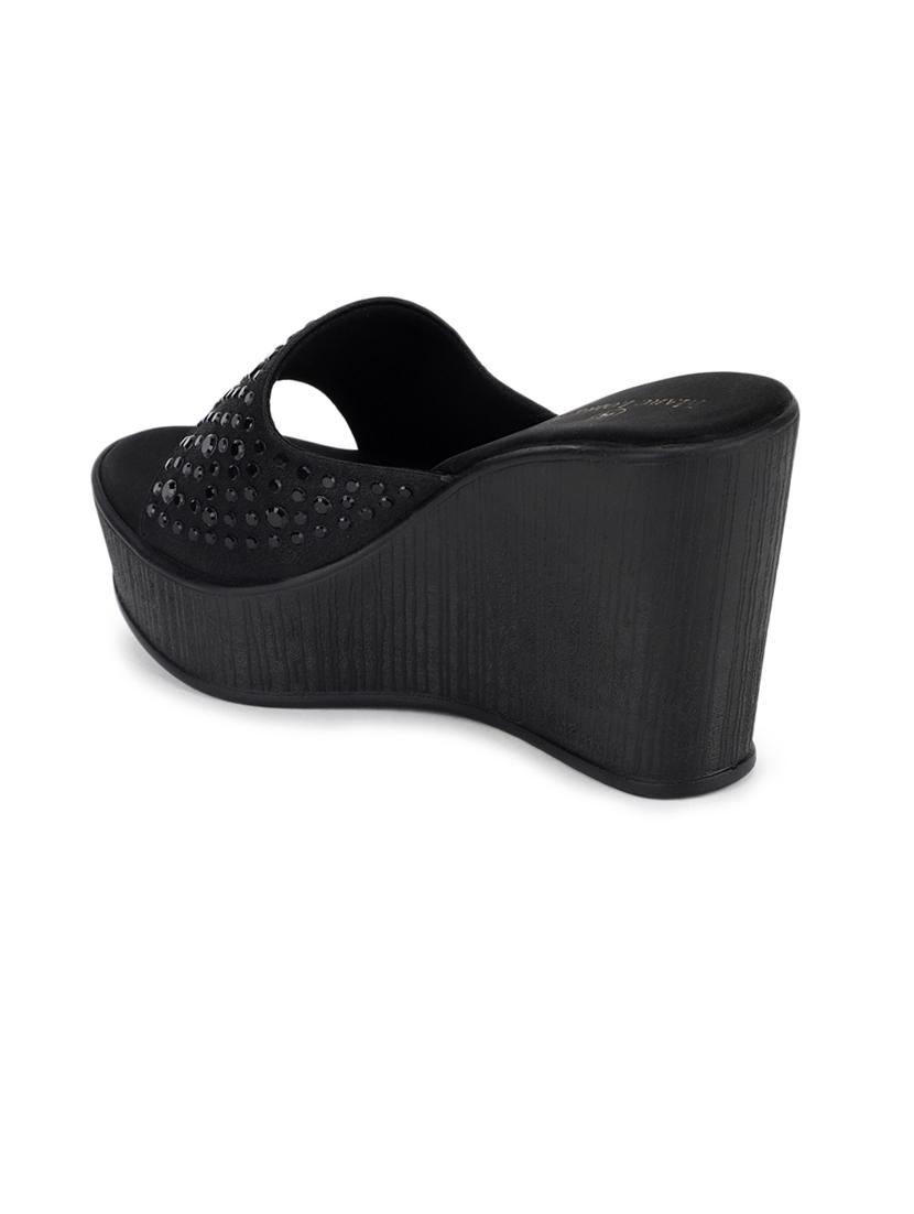 black black slip on wedge - 21705373 - Standard Image - 3