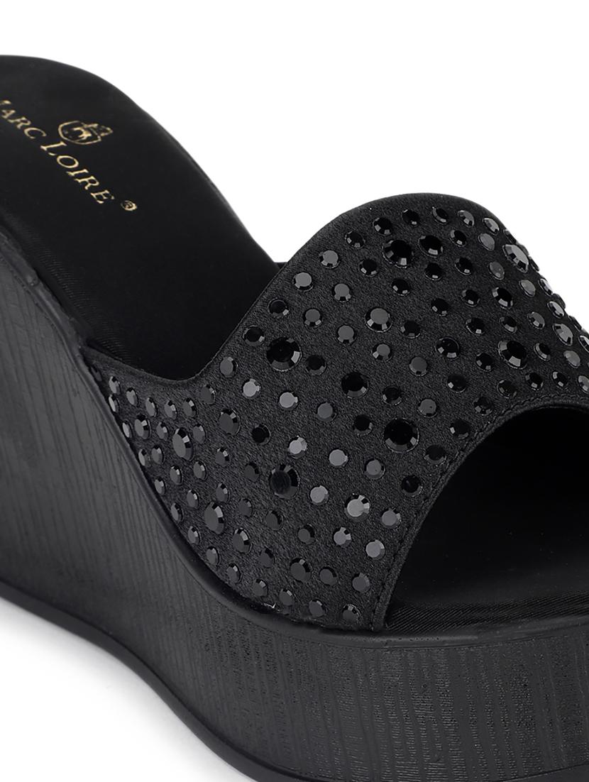 black black slip on wedge - 21705373 - Standard Image - 5