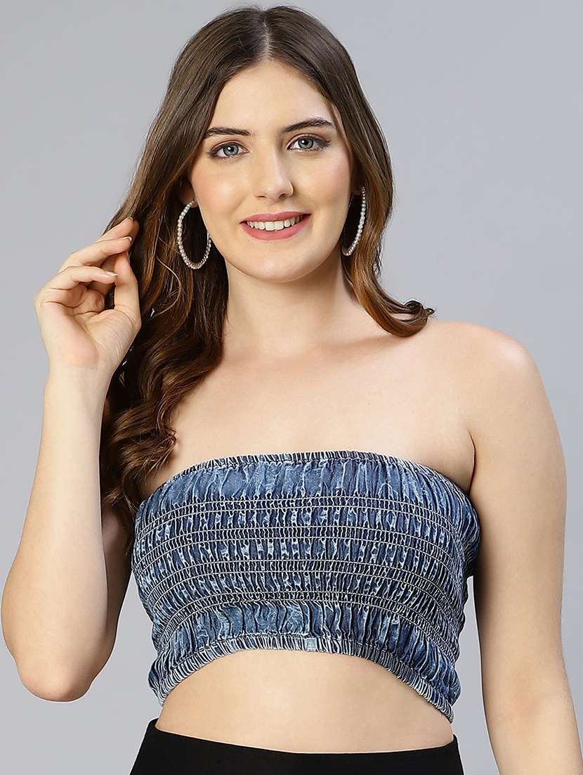 women smocked  sleeveless tube top