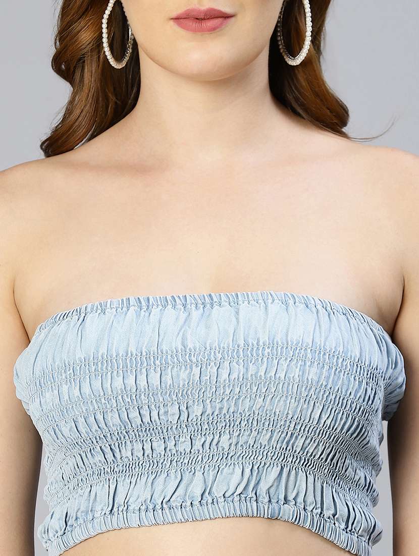 women smocked  sleeveless tube top - 21705422 -  Standard Image - 5