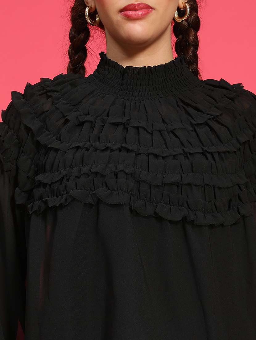 women black solid long sleeve regular top - 21705426 -  Standard Image - 5