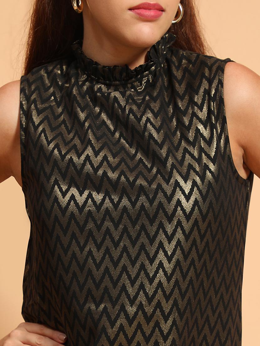 women chevron print mock neck top - 21705441 - Standard Image - 5