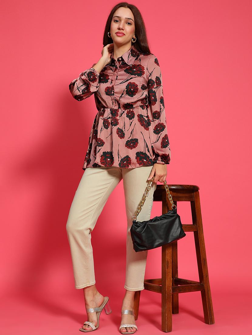 women floral print collared a-line top - 21705445 - Standard Image - 3