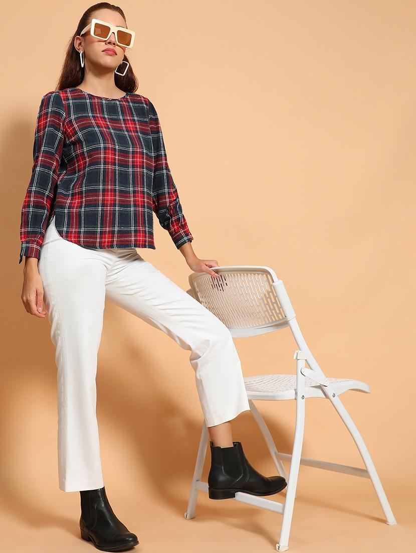 women checks long sleeve regular top - 21705447 - Standard Image - 3