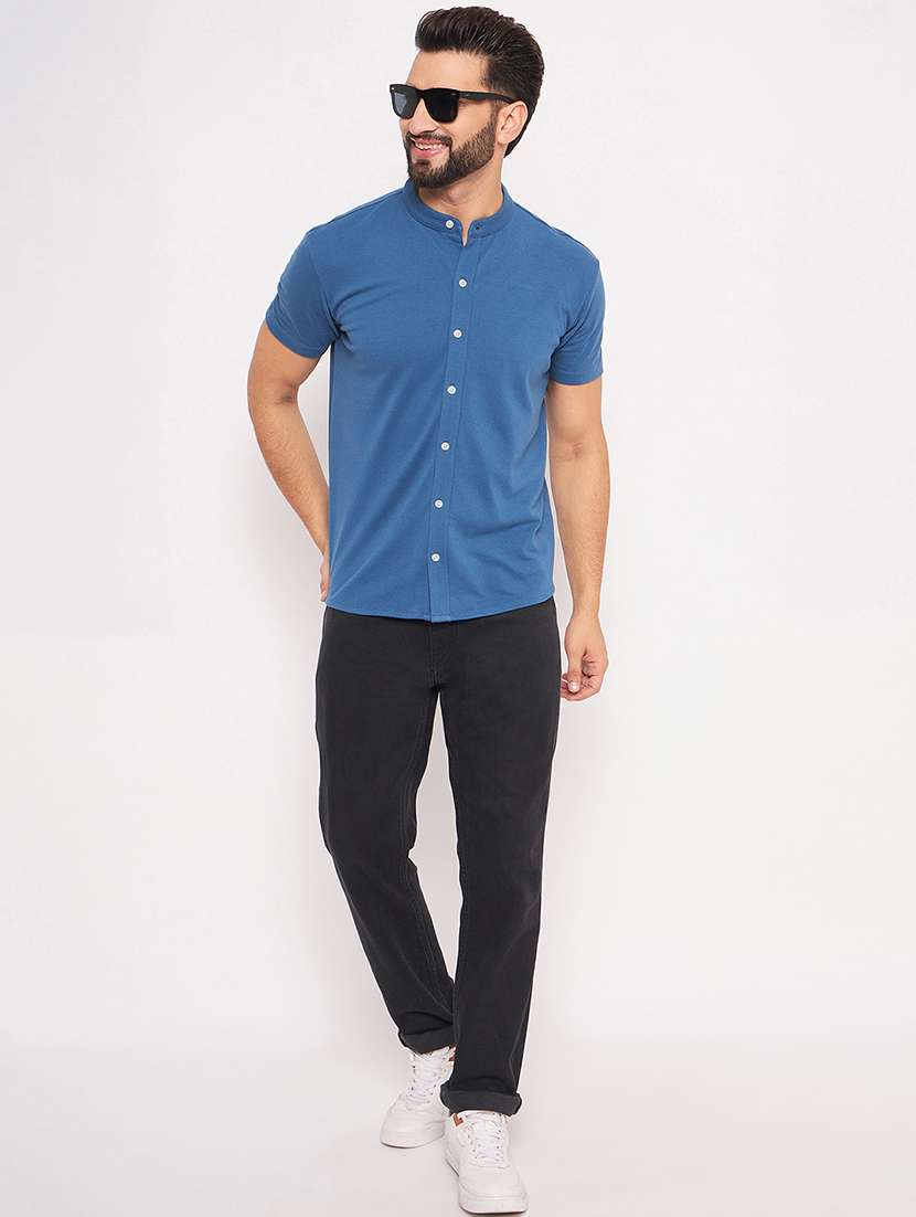 men solid short sleeves casual shirt - 21705466 -  Standard Image - 3