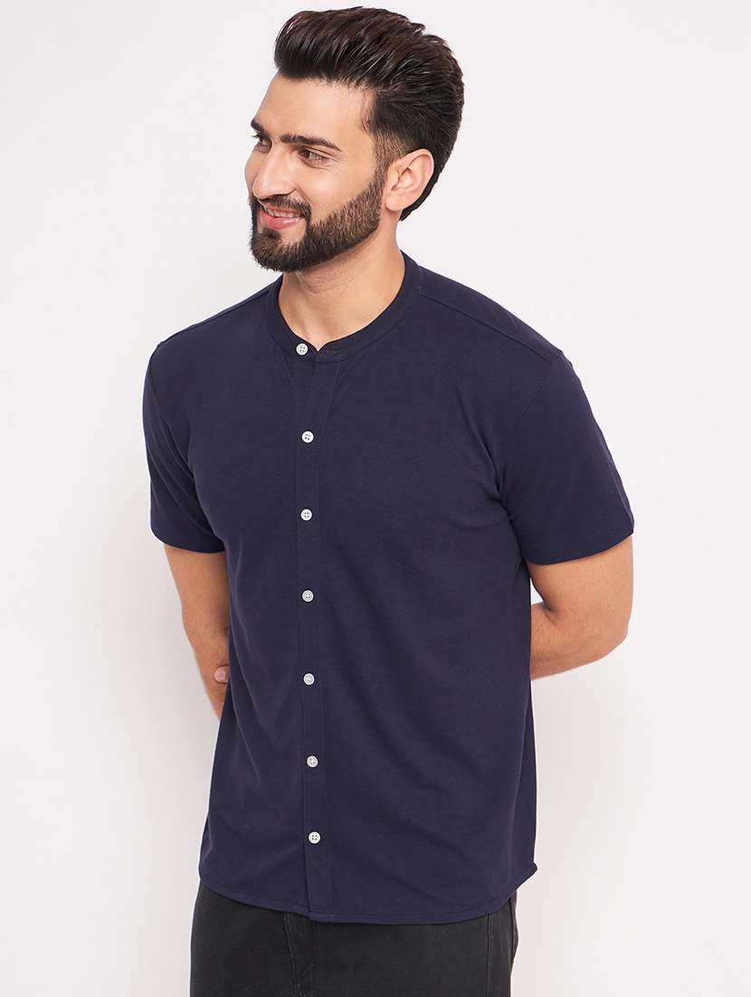 men solid short sleeves casual shirt