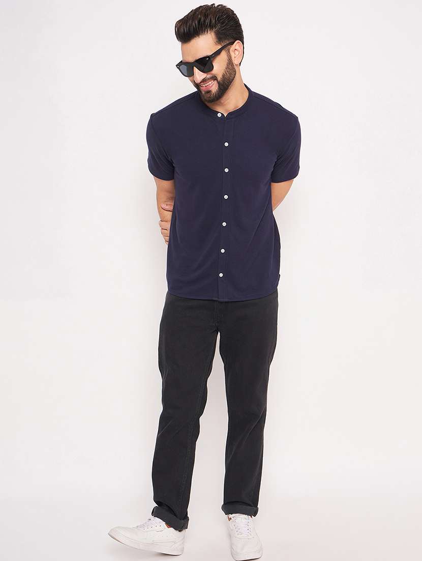 men solid short sleeves casual shirt - 21705470 -  Standard Image - 3