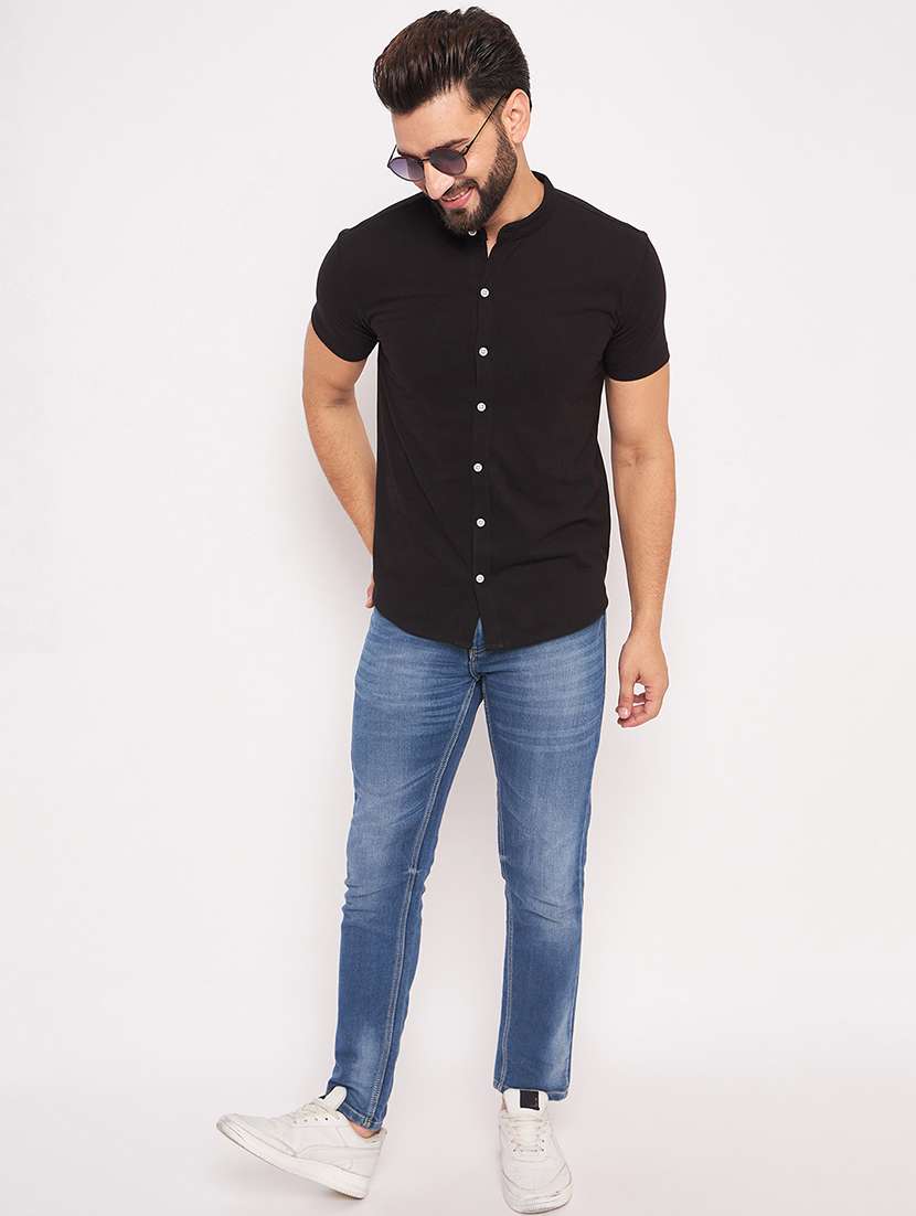 men solid short sleeves casual shirt - 21705474 -  Standard Image - 3