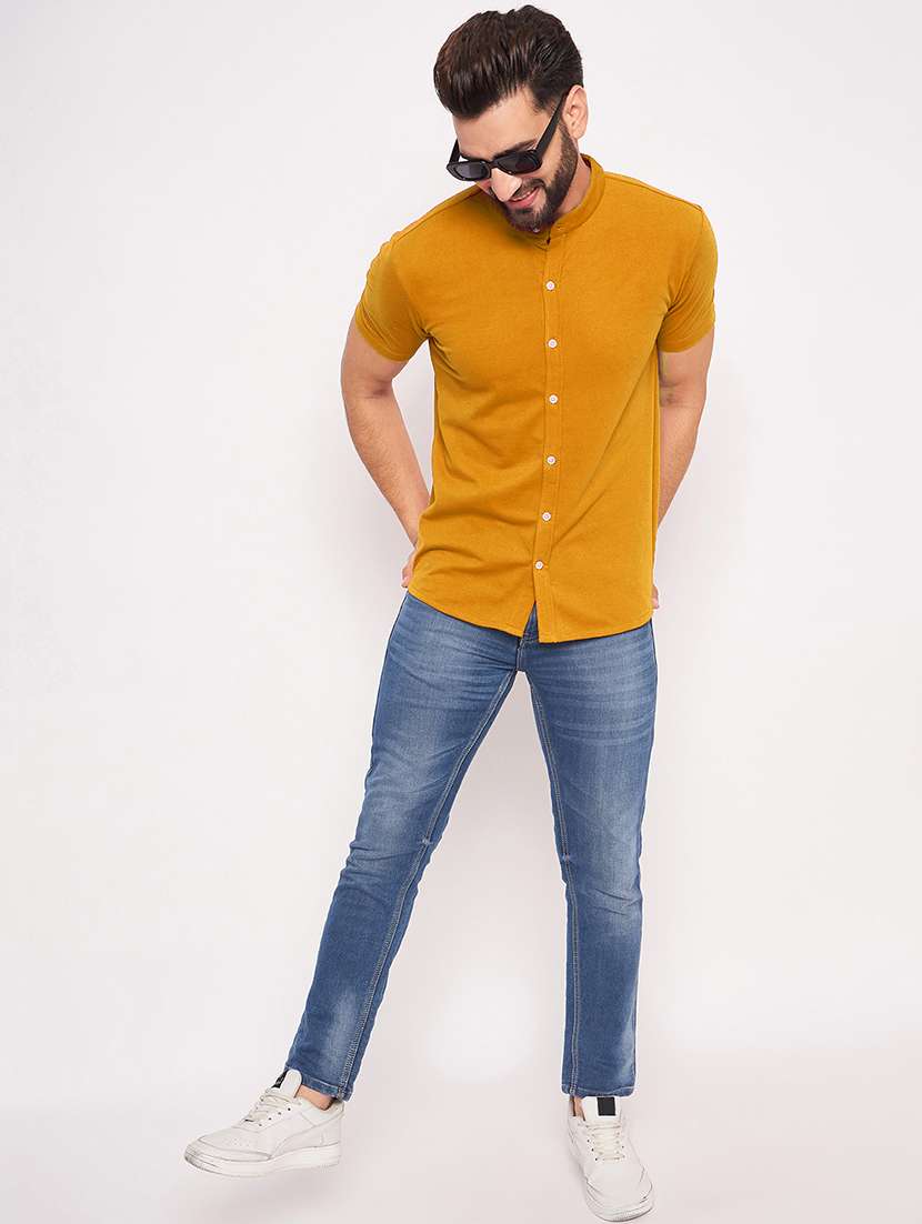 men solid short sleeves casual shirt - 21705479 -  Standard Image - 3