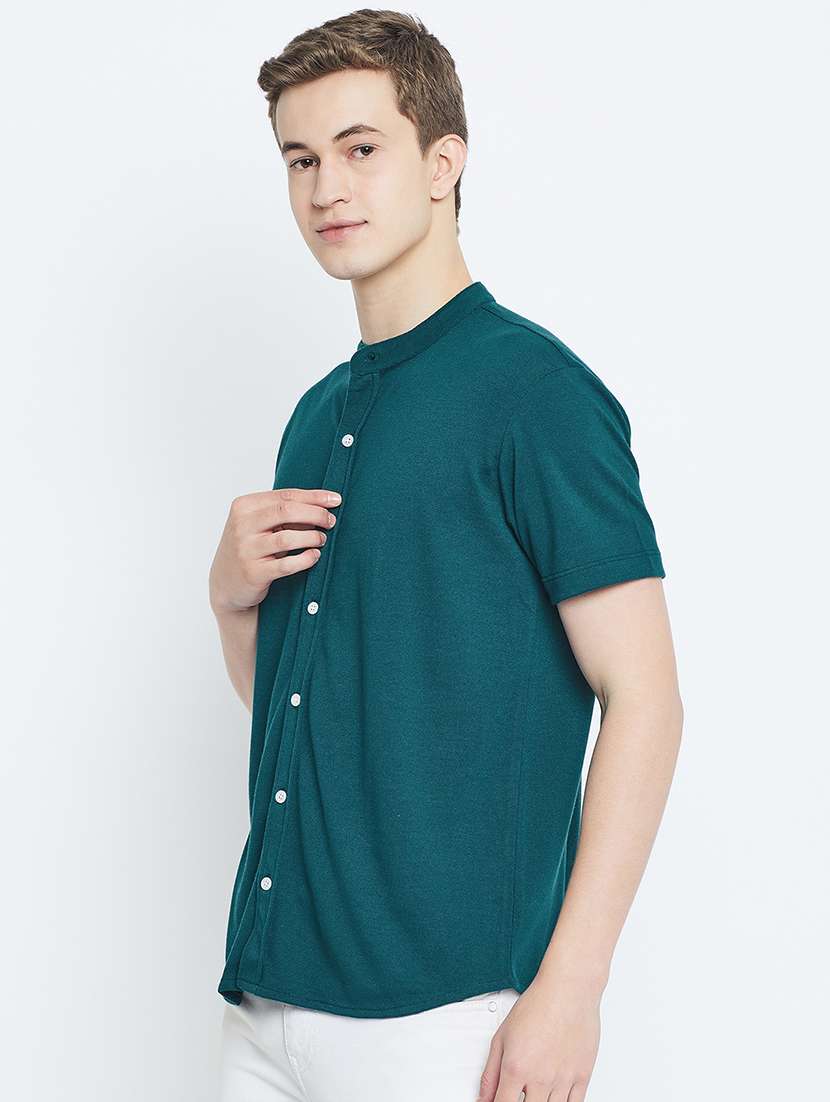 men solid short sleeves casual shirt