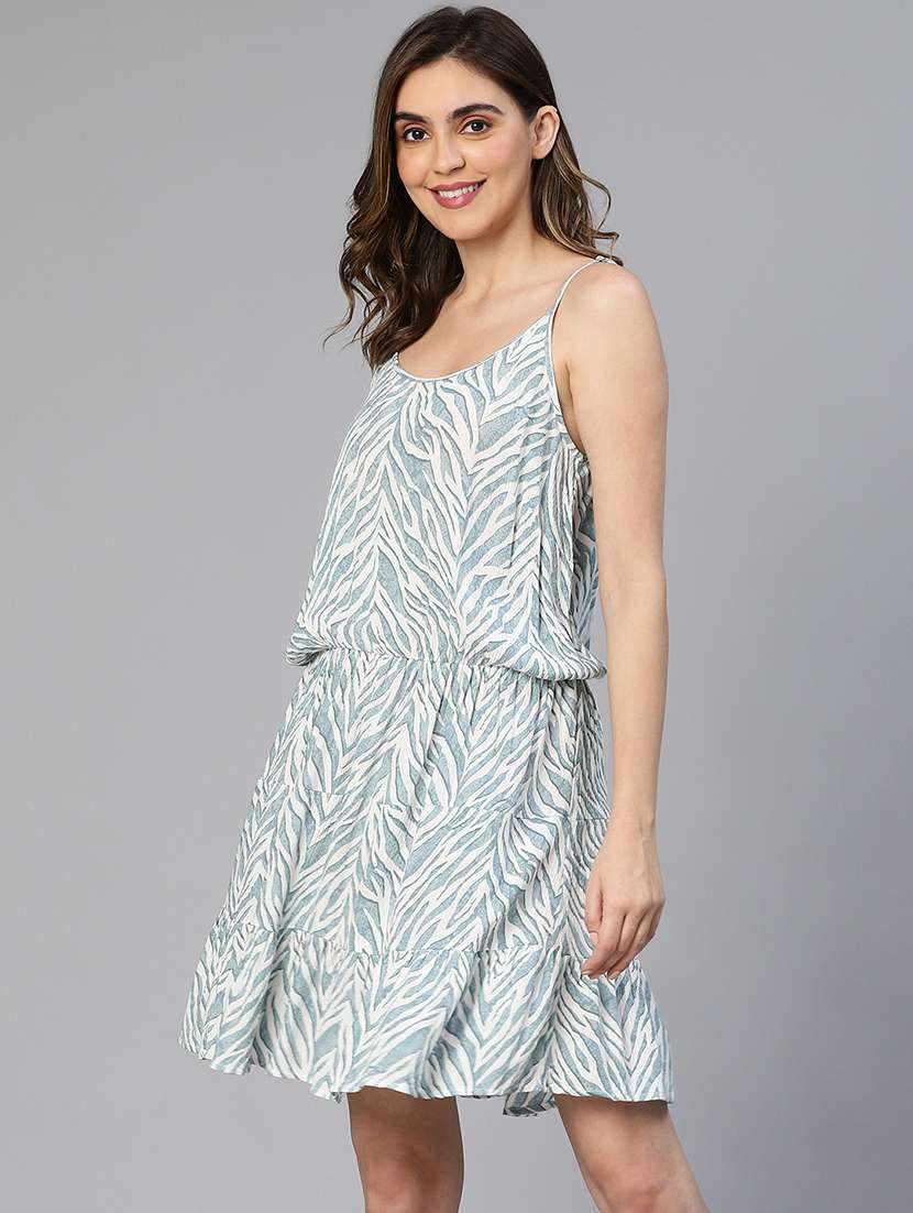 women printed shoulder strap tiered dress - 21705508 -  Standard Image - 3