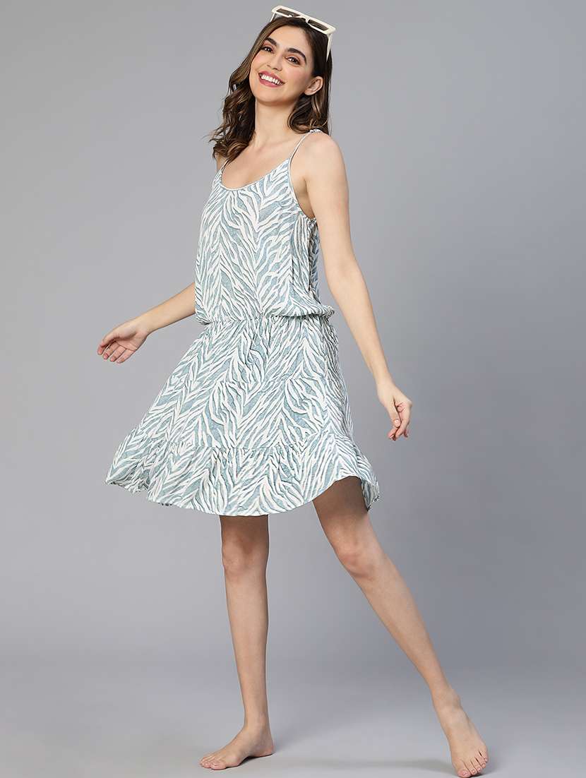 women printed shoulder strap tiered dress - 21705508 -  Standard Image - 5