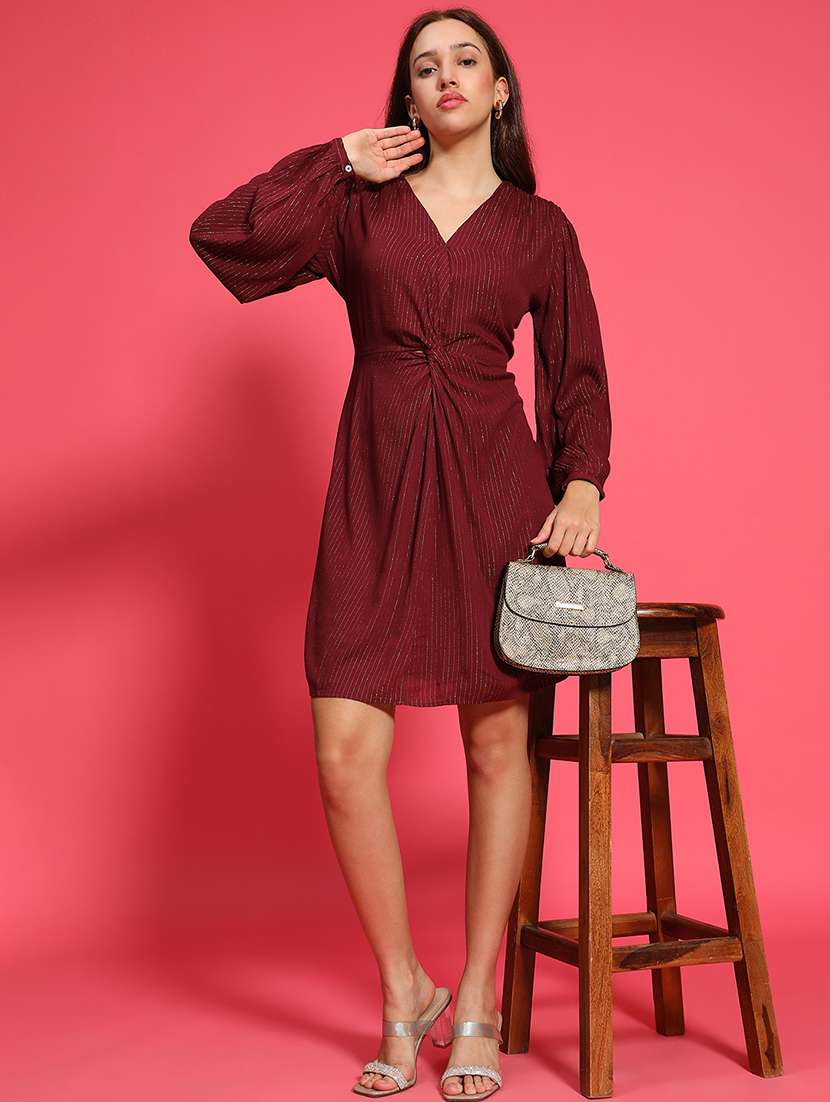 women self designed puff sleeves a-line dress - 21705512 -  Standard Image - 5