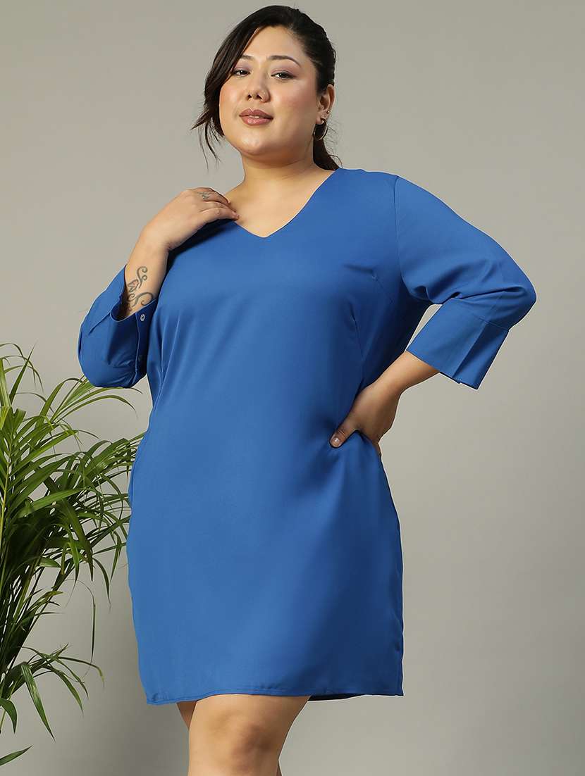 women plus size solid a-line dress - 21705530 - Standard Image - 3