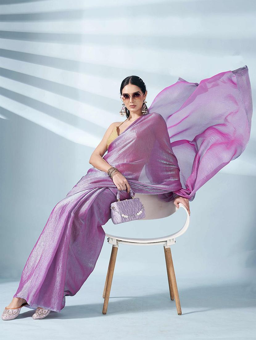women solid party wear saree with blouse - 21705545 - Standard Image - 3