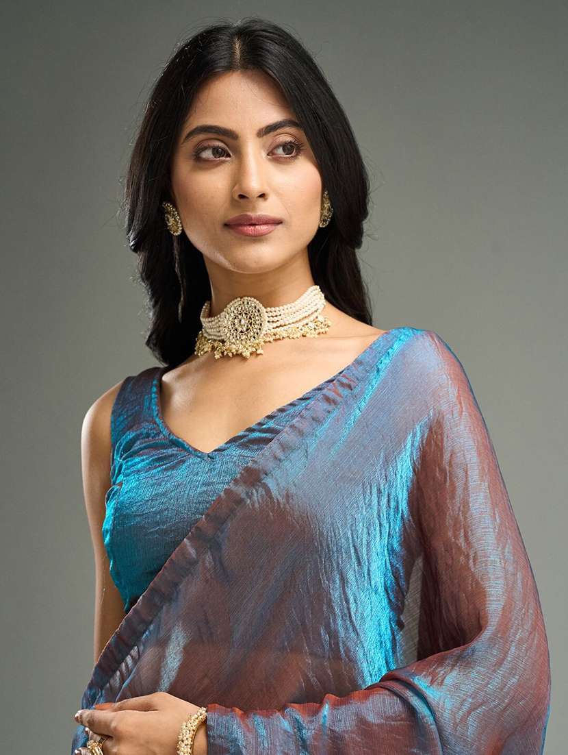 women solid party wear saree with blouse - 21705546 - Standard Image - 5