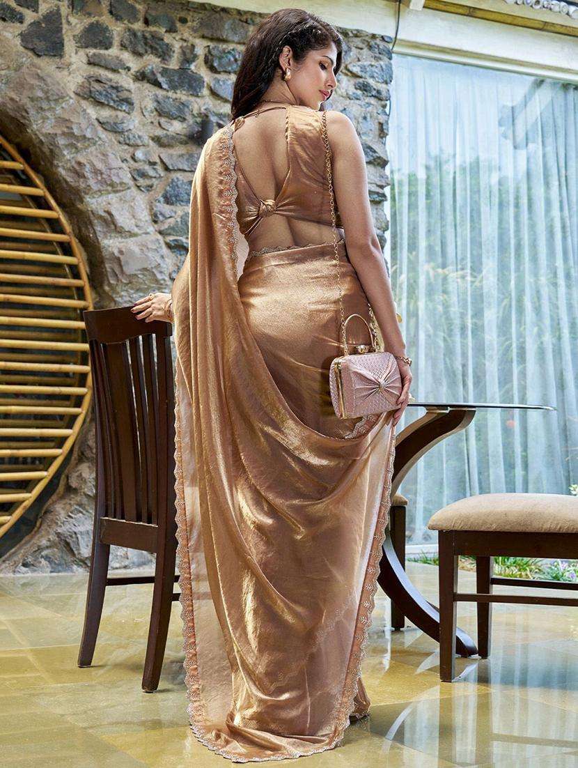 women brown embellished saree with blouse - 21705551 -  Standard Image - 3