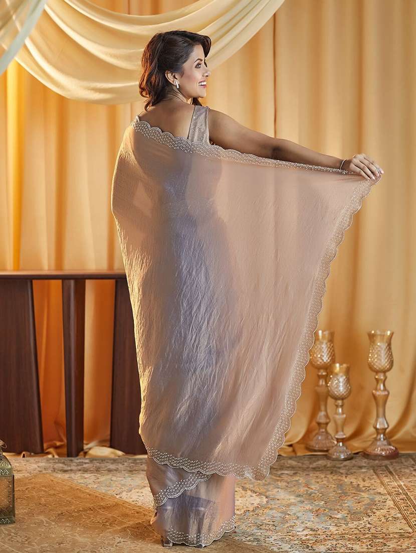 women beige embellished saree with blouse - 21705553 -  Standard Image - 3