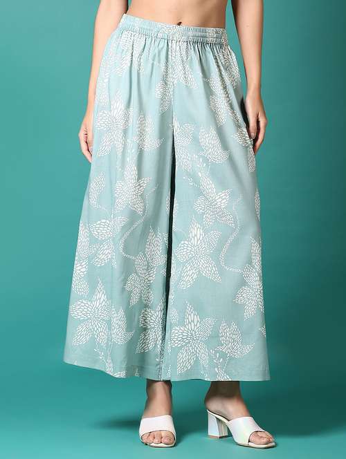 women printed mid rise flared palazzo - 21705590 - Standard Image - 0