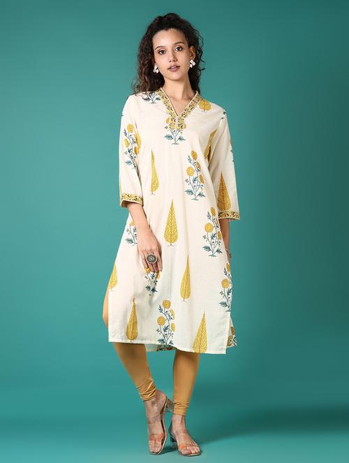 women printed three quarter sleeve straight kurta - 21705609 - Standard Image - 0