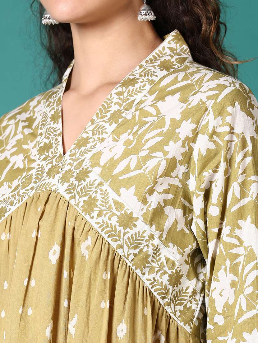 women printed three quarter sleeve flared kurta - 21705611 -  Standard Image - 5