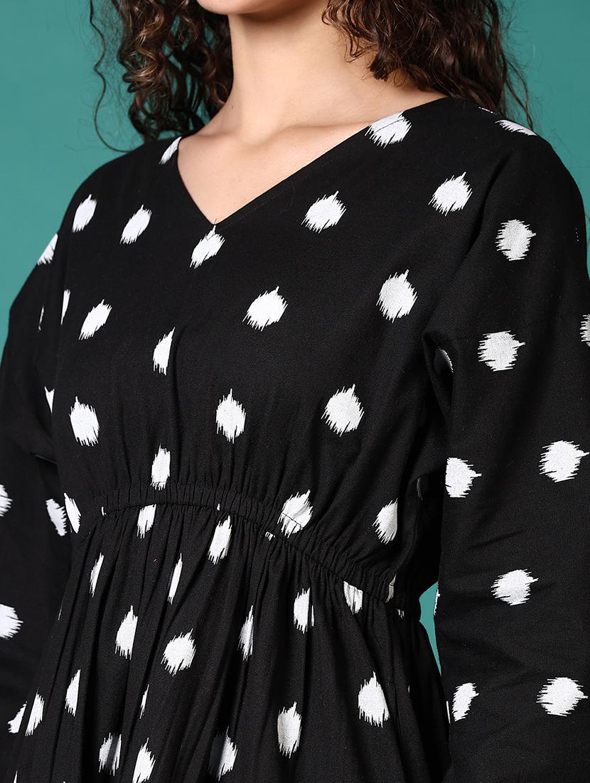 women printed long sleeves a-line dress - 21705620 - Standard Image - 5