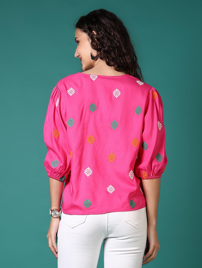 women embroidered puff sleeves top - 21705632 - Standard Image - 3