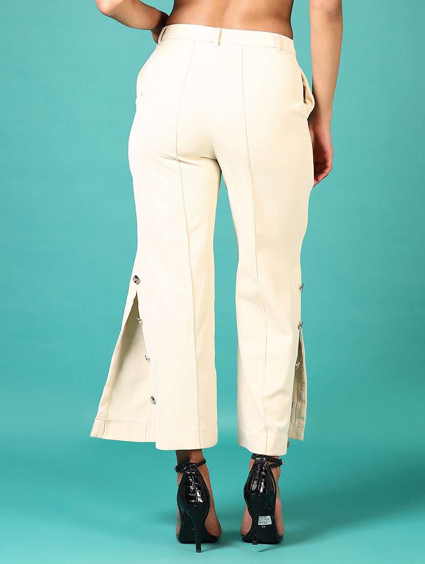 women mid rise solid wide leg trouser - 21705642 -  Standard Image - 3