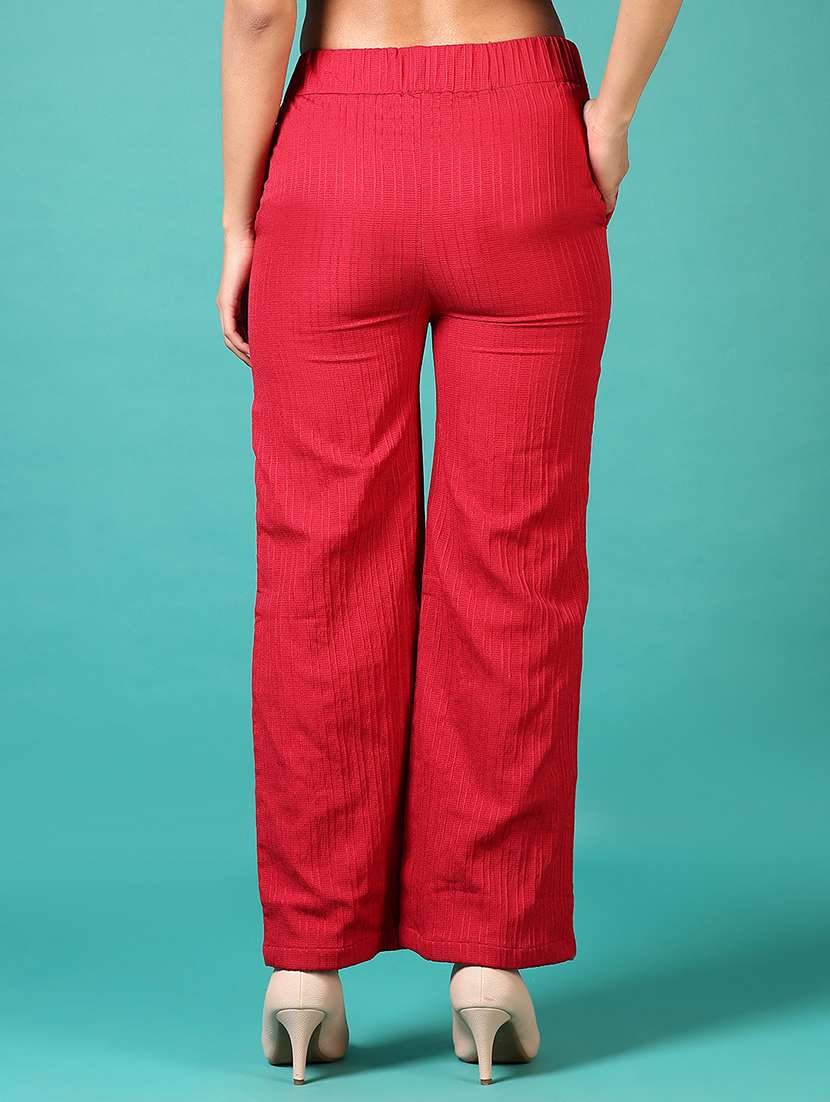 women mid rise solid wide leg trouser - 21705644 -  Standard Image - 3