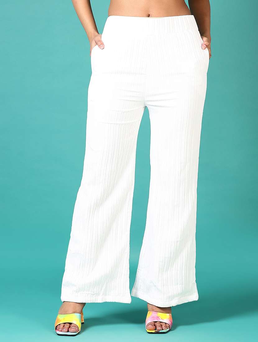 women mid rise solid wide leg trouser - 21705645 -  Zoom Image - 0