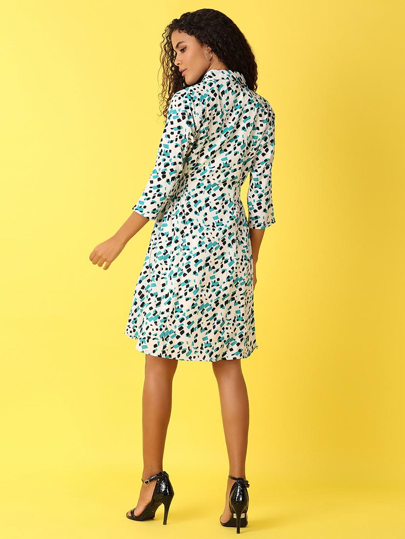 women printed collared a-line dress - 21705652 - Standard Image - 3