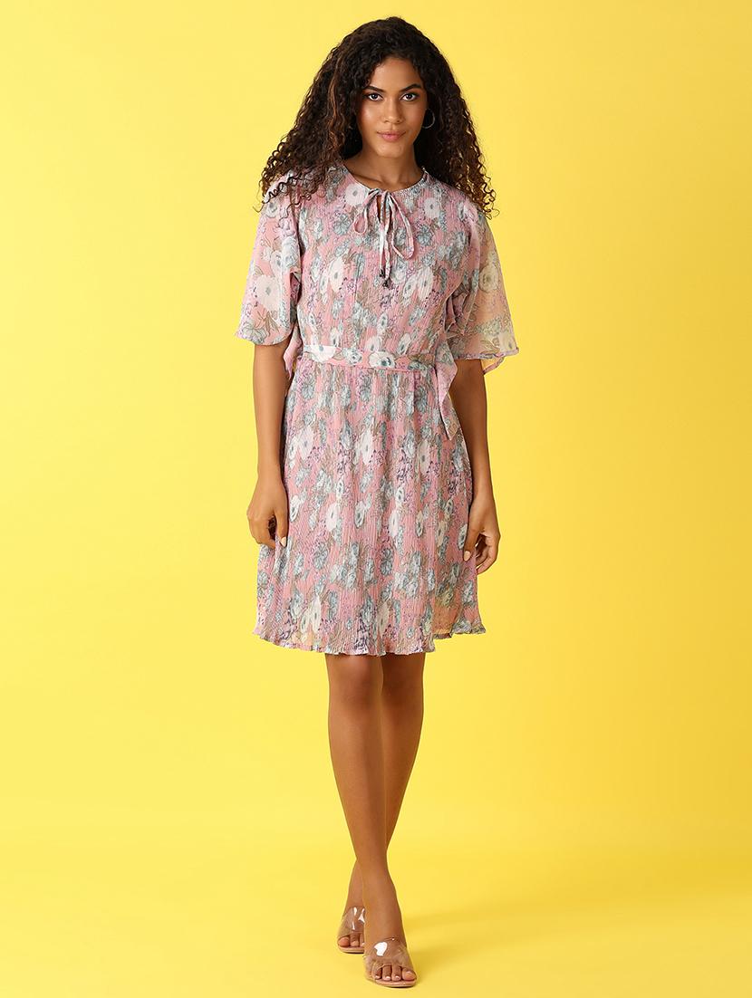women printed tie up neck a-line dress - 21705653 - Zoom Image - 0