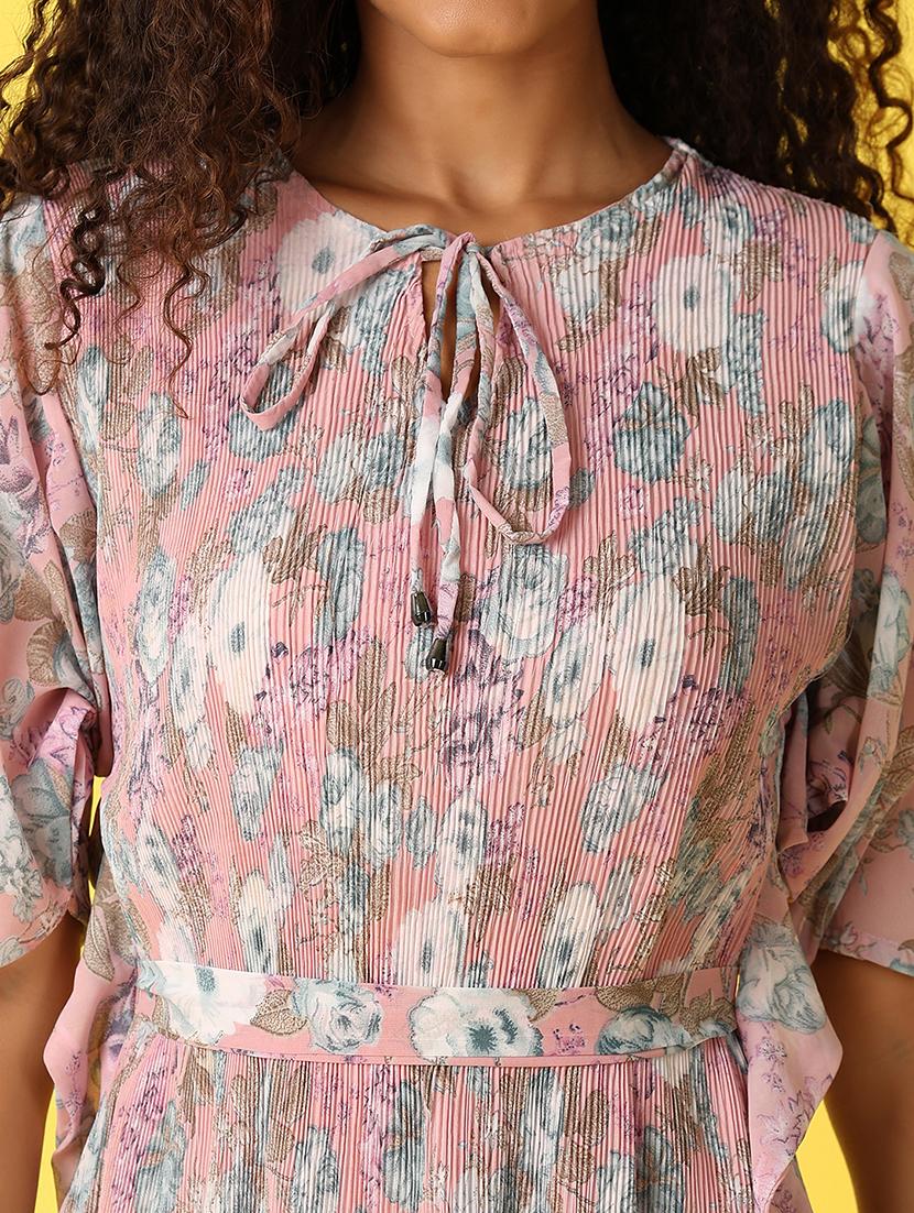 women printed tie up neck a-line dress - 21705653 - Standard Image - 5