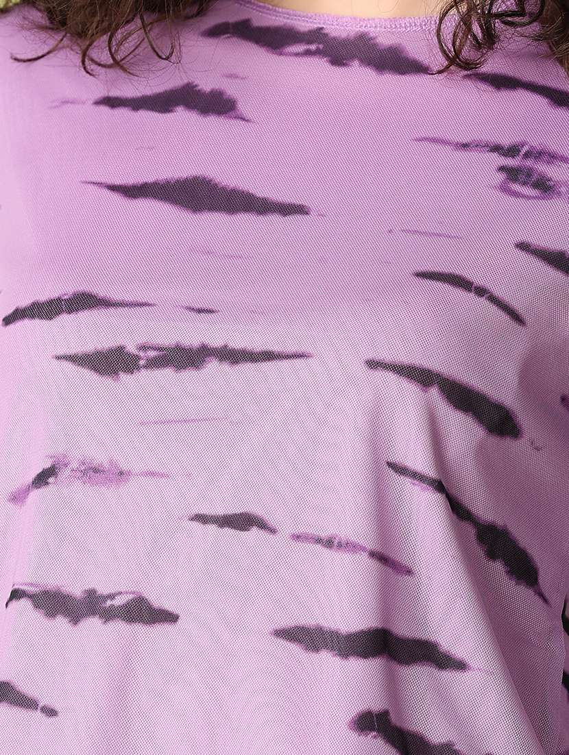 women purple tie & dye printed long sleeve top - 21705665 -  Standard Image - 5