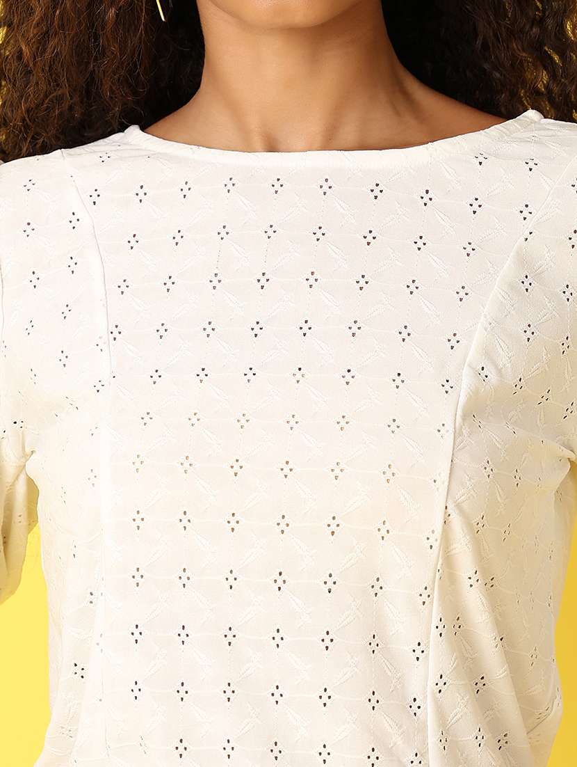 women soli cut out detailed puff sleeves top - 21705667 -  Standard Image - 5