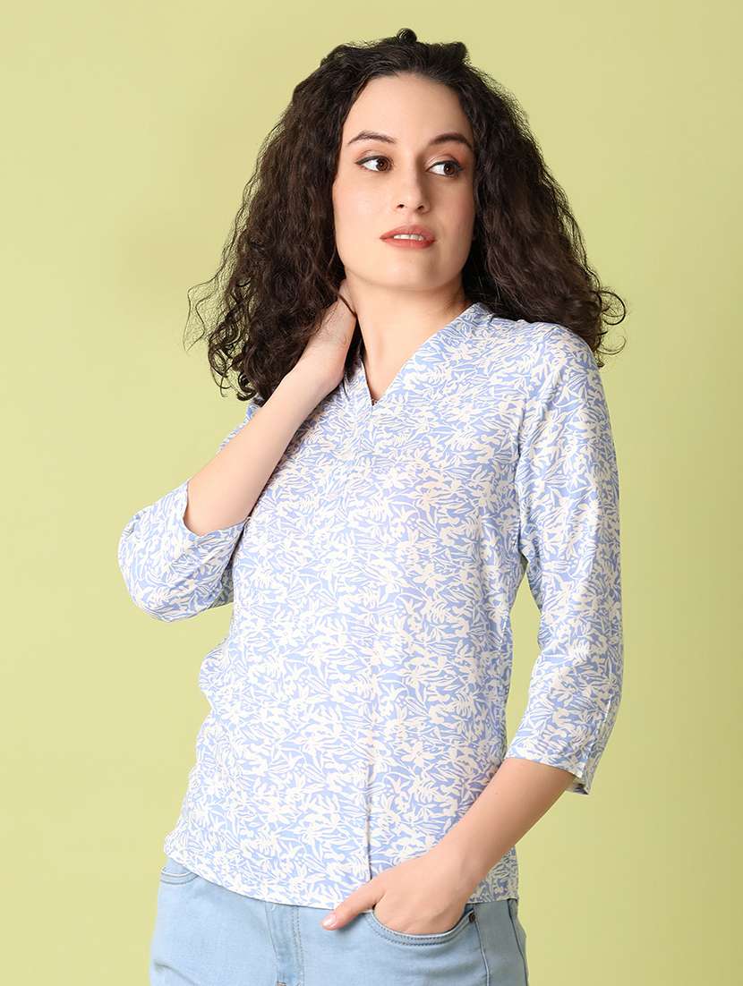 women printed three quarter sleeves regular top - 21705669 -  Zoom Image - 0