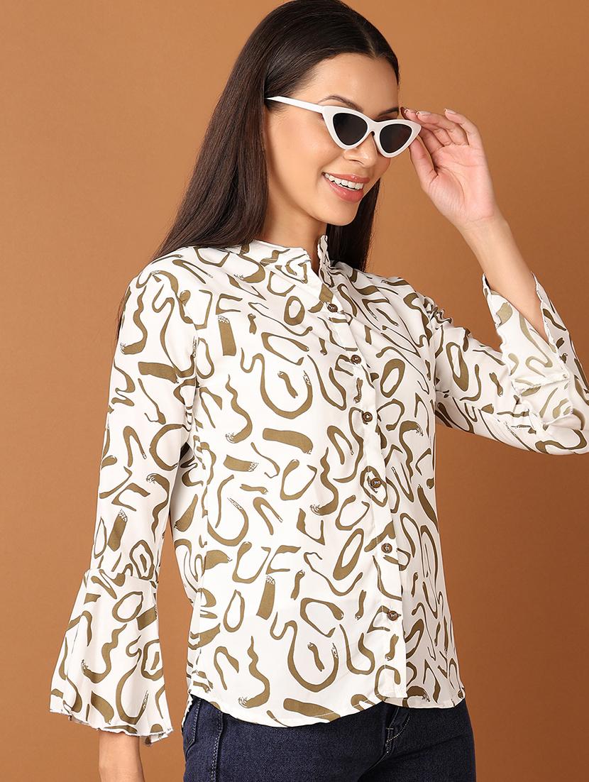 women printed mandarin neck regular top - 21705675 - Standard Image - 3