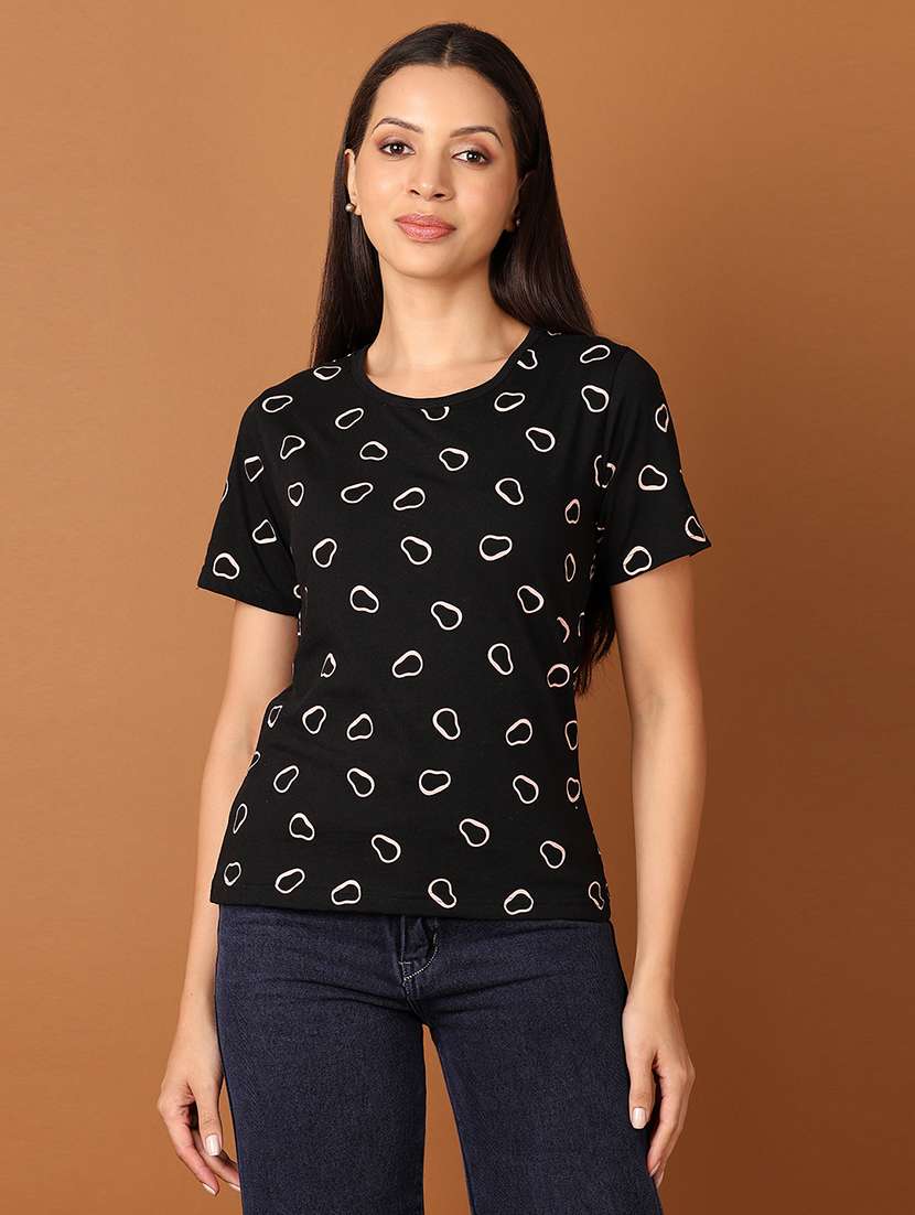 women black printed short sleeve t-shirt