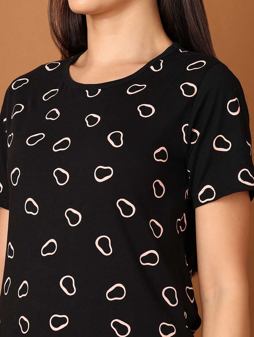 women black printed short sleeve t-shirt - 21705689 - Standard Image - 5