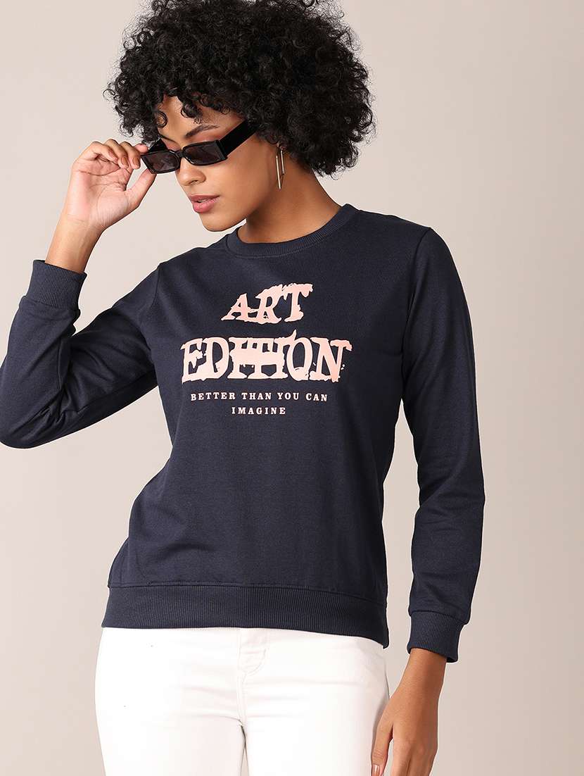 women chest print long sleeve sweatshirt - 21705690 -  Standard Image - 3